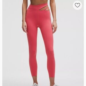 Women's Lululemon cut-out waist trainer tight 25” Coral leggings-14